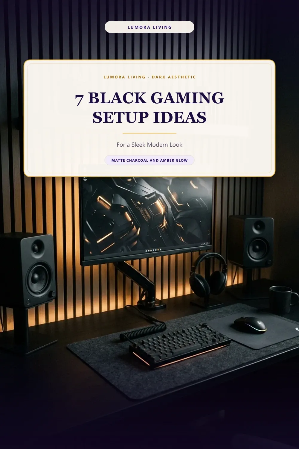 Love the all-black aesthetic? Explore 7 black gaming setup ideas that look mature, moody, and sophisticated. Learn how to pair matte charcoal surfaces, dark walnut, textured felt, and soft amber backlight for zero screen glare.