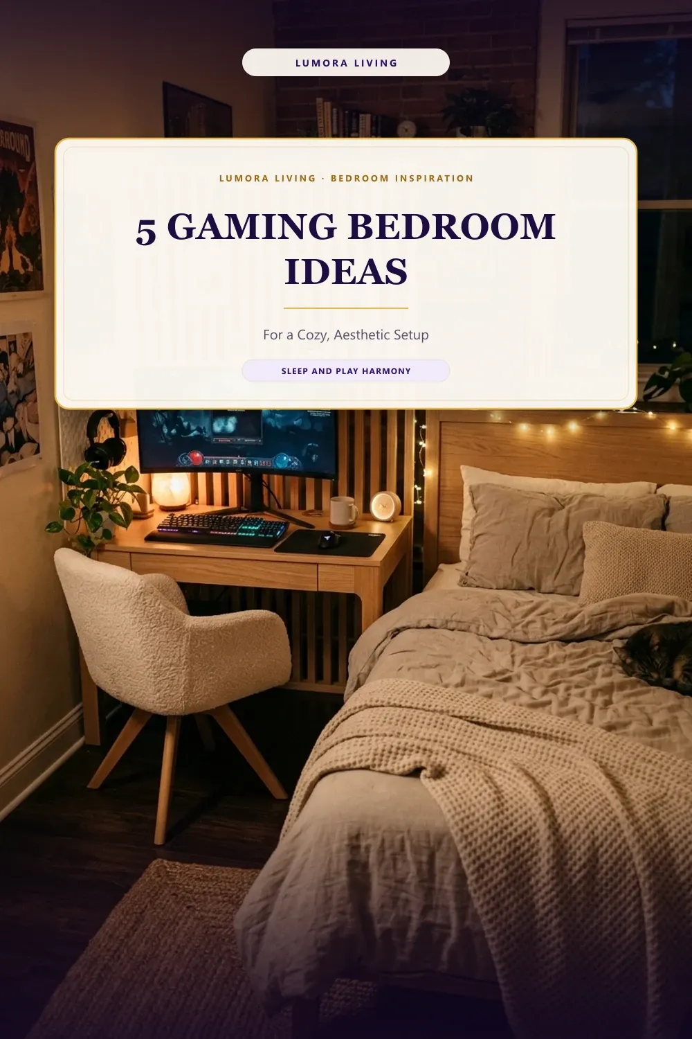 Combine restful sleep and immersive play with these 5 cozy gaming bedroom ideas. Learn how to divide your room, tuck desks into quiet corners, use warm linen tones, and add dimmable warm lights that will not disturb your bedtime.